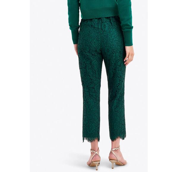 Draper James Lace Dressy Ankle Pants Green Elastic Waist Pockets Lined Large - Picture 2 of 7